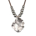 Bohemian Women's Leather Long Pendant Necklace Sweater necklace Adjustable Retro Woven Handmade Jewelry - color: Silver Lotus Leaf