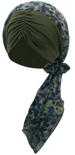 XYIYI Head Scarf for Women Chemo Patients Headwear Cancer Hair Loss Headwrap Cover Hat Turban Covering Wrap - color: Army Green