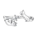 BISAER 925 Sterling Silver Ring Adjustable Cute Unique Cat Snake Butterfly Dragonfly Fashionable Ring For Women Jewelry - color: Silver Cat