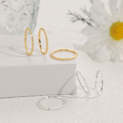 Gold Silver Rings for Women Non Tarnish Stackable Thin Gold Ring 18K Gold Plated Dainty Ring Set Trendy Thumb Pinky Knuckle Ring Wedding Bands Promise Engagement Gold Jewelry Rings Size 6 7 8 9 10 11 - color: gold rings
