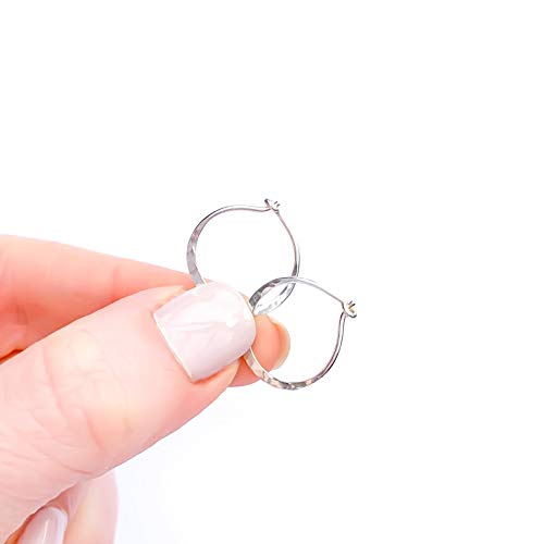 Hoop Earrings for Women, 14K Rose Gold FIlled, 20mm, Hammered Texture, Hoop Earrings Hypoallergenic Sensitive Ears, Hoop Earrings Set, Rose Gold Earrings Nickel Free - size: 15mm
