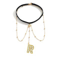 Letter Initial Leg Chain Thigh Jewelry for Women Summer Beach Bead Leg Chain Name Elegant Elastic Body Chain Jewelry - color: R