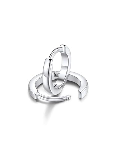 FaithHeart 925 Sterling Silver Post Huggie Hoop Earrings for Women, Silver Small Hoop Earring, Hypoallergenic Cartilage Earrings for Women - color: 01. Blank-Silver, size: 8mm
