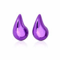 14K Gold Clip On Earrings Women,Teardrop Chunky Detachable Hoop Clip-On Earrings for Non Pierced Ears Hypoallergenic Lightweight Earring Clips - color: Purple Gold