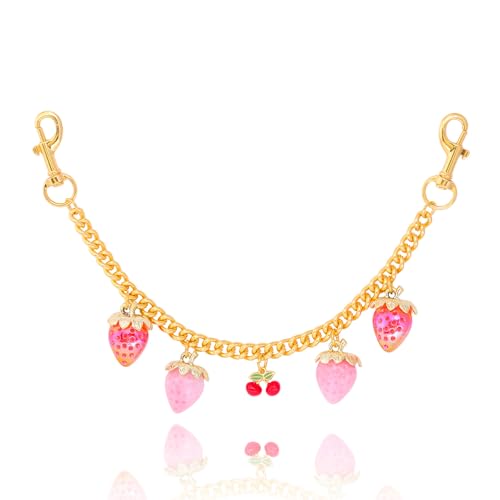 Bag Purse Charms Chain for Handbags Women's Pants Wallet Gold Link Bag Chain Keychain Y2K Accessories - color: Cherry Strawberry
