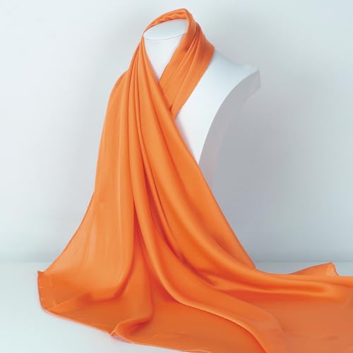 RIIQIICHY 35 Inch Head Scarf for Women Hair Scarf Like Silk Scarf Square Scarf Bandanas for Women - color: Orange