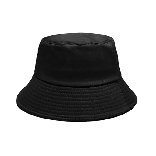 NPJY Bucket Hat for Women Men Cotton Summer Packable Sun Beach Fishing Hats Travel Cap - color: Plain Black