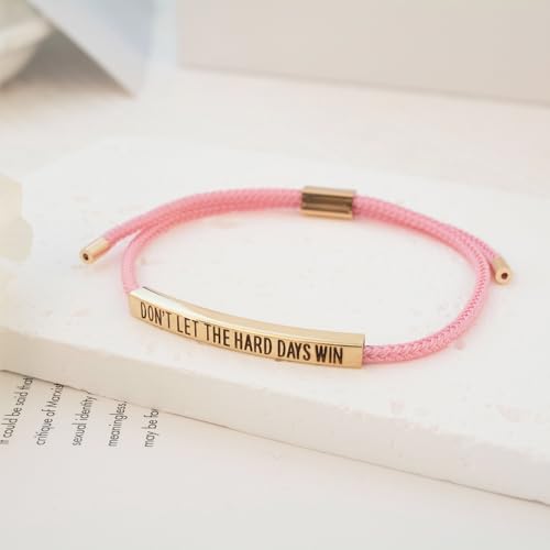 LINY Inspirational Gifts for Women Men, Dont Let The Hard Days Win Gifts, Motivational Inspirational Tube Bracelets Friendship Birthday Meaningful Gift for Friends Female - color: Dont Let-Tube Pink+Gold