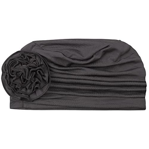 Alnorm Flower Design Chemo Hair Loss Caps Cancer Headwear for Women - color: Dark Grey