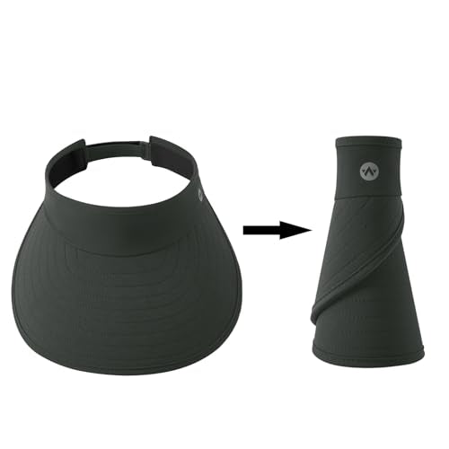 WANDER Sun Visor Hats for Women Wide Brim UV Protection Adjustable Large Golf Beach Cap Packable Travel Sport Visor - color: Dark Grey