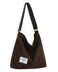 Covelin Women's Retro Large Size Canvas Shoulder Bag Hobo Crossbody Handbag Casual Tote - color: Coffee