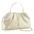 ERKOON Clutch Purse for Women Elegant Pleated Evening Bag Crossbody Shoulder Handbag Envelope Bag with 2 Detachable Chain - color: Beige
