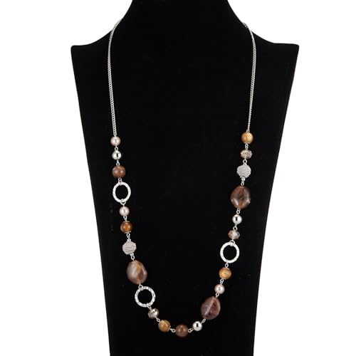 PEARL&CLUB Long Beaded Necklaces For Women - Sweater Chain Fashion Jewelry Necklace Gifts For Women - color: 23-Brown