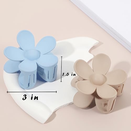 Flower Hair Clips 8PCS Large Claw Clips for Women Girls Thick Hair Large Daisy Hair Clips Matte Claw Clips Non Slip Strong Hold for Thin Hair 8 Colors - color: Pink, Light Coffee, Light Pink, Blue, White, Coffee, Light Blue