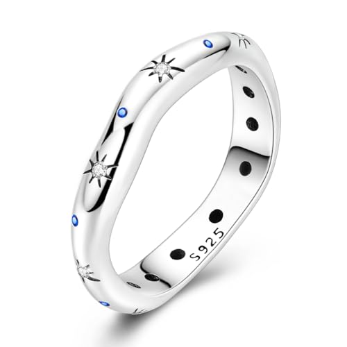 Hapour 925 Sterling Silver Ring for Women,Eternity Gorgeous Rings Stackable Rings for Women as Gifts Ring Size 4-11 - color: B