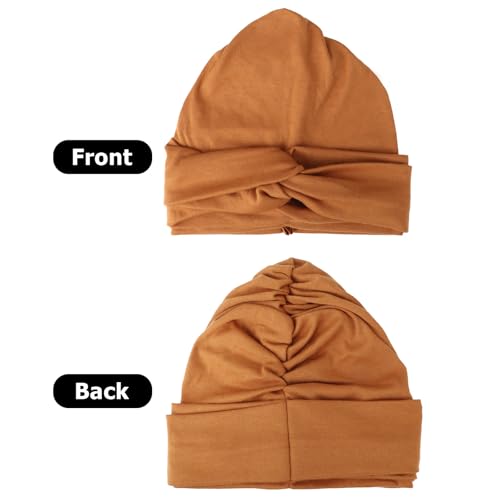 AQOKKA African Turban for Women Knotted Hair Wraps for Turban Head Scarf for Black Women Hair Cancer Chemo Headwear Cap - color: Twisted Braid: 1 Pack Brick Red