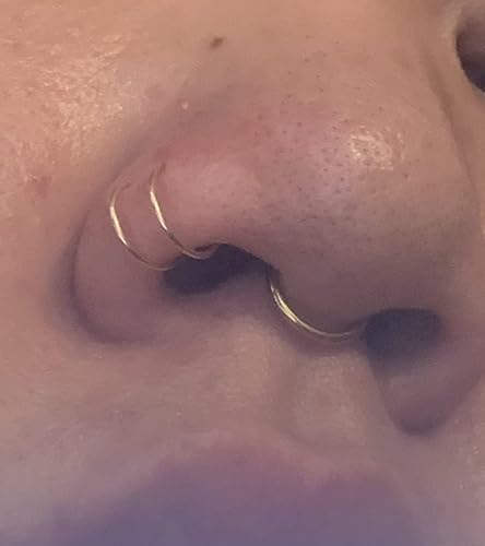 MODRSA Fake Nose Stud Fake Nose Ring Stud Fake Nose Piercing Fake Lip Ring Fake Earrings Stud Silver Gold Fake Cartilage Helix Earring Clip on Earring Hoop Fake Eyebrow Ring Fake Bridge Piercing - color: C1-hoops- silver gold