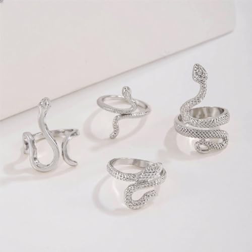 Snake Rings for Women Snake Ring Set Black Snakes Jewelry for Women Goth Gothic Rings Vintage Punk Knuckle Finger Thumb Ring Halloween Accessories - style: Style 1 - 3