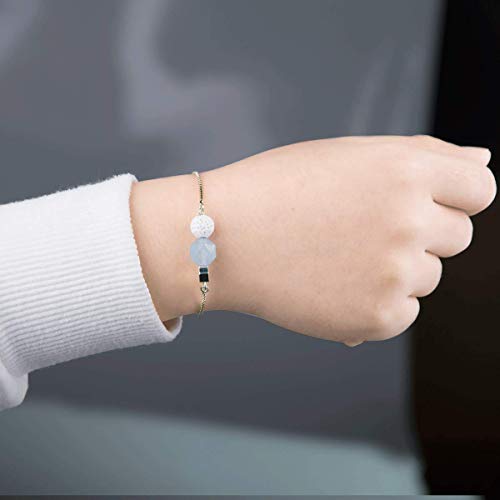 Jardme Essential Oil Diffuser Bracelets, 14K Gold Link Bracelets for Women, Birthday Gifts for Women Mom - color: Aquamarine