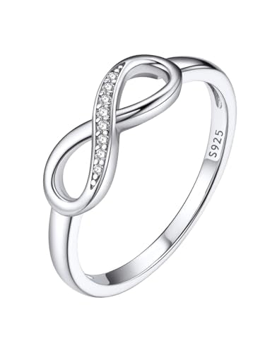 Custom4U Personalized Mothers Ring with 1-5 Birthstones Names Engraved 925 Sterling Silver/14K White Gold Plated Birthstone Rings for Women Promise Ring Birthday Jewelry Gifts for Mom Grandmother Wife - color: Silver Infinity Ring (No Custom)
