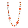 BULINLIN Beaded Long Necklace for Women Silver Sweater Chain Necklace with Crystal Resin Beads, Fashion Jewelry Necklace - color: Orange