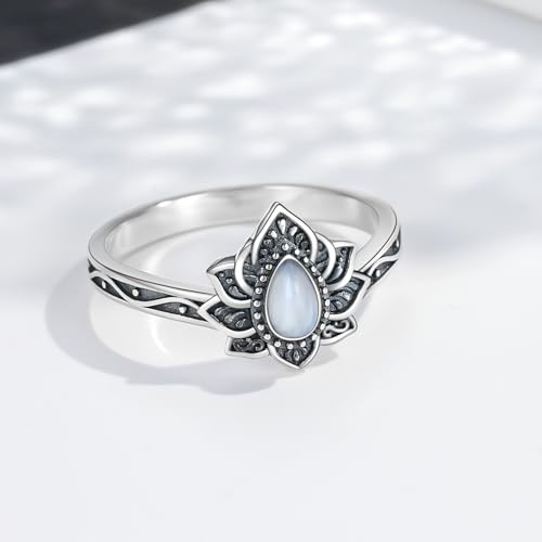 925 Sterling Silver Lotus Ring Jewelry Gifts for Women Sister