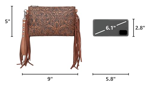 Montana West Western Purse for Women Crossbody Bag Wristlet Clutch Purse - color: A3 Brown