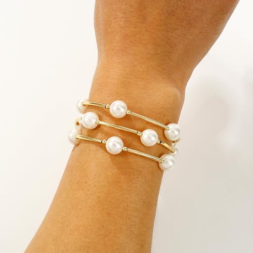 Elegance 11 designs 10mm Crystal White Pearl Blessing Bracelet - style: style-3pcs