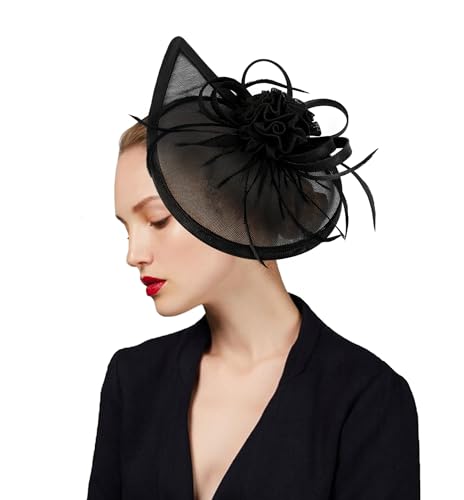 dressfan Fascinator Hat Headpiece Womens Vintage 20s 50s Headband for Derby/Wedding/Cocktail/Wedding/Tea Party - color: Black