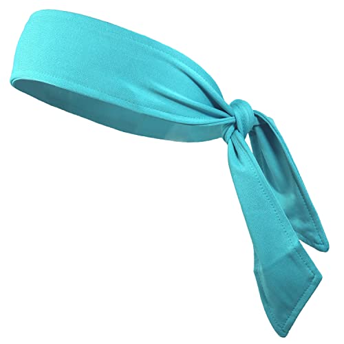 Headbands Tie on Headband for Women Men Running Athletic Hair Head Band Elastic Sports Sweat Basketball Sweatband Stetchy Yoga Workout Sweatbands Adjustable Non-Slip Moisture Wicking - color: teal