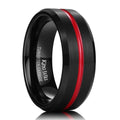 King Will Mens Tungsten Rings for Men Two Tone Grooved Mens Wedding Band Cool - color: Black & Red