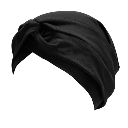 ZLYC Chemo Headwear for Women Pre Tied Turban Headwear Lightweight Beanie Hat - color: Knot Black