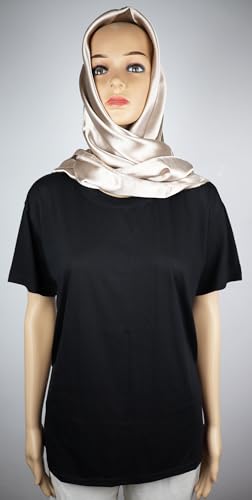 vabovin Satin Head Scarf for Women Solid Color, 35×35 in | Silk Feel Neckerchief, Hair Scarf, Fashion Bandana, Headscarf, Headband, Hair Wrap Sleeping, Daily Fashion Styling - color: 240 Beige