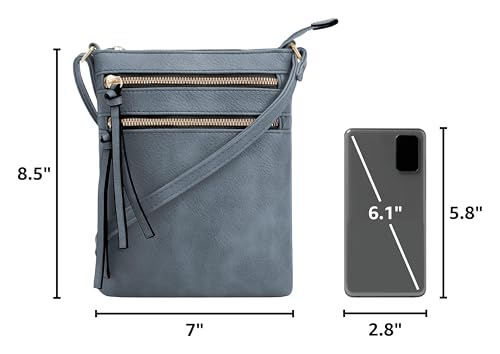 DELUXITY Crossbody Purse Bag Shoulder Bag Multi Pocket Zipper Purse - color: Dark Blue
