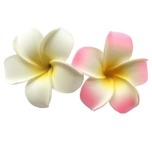 Hair Flower Clips, 4Pcs 7cm White and Pink Hawaiian Frangipani, Plumeria Foam Head Flower Party Beach Hair Clip flower, Hawaiian Hair Clips