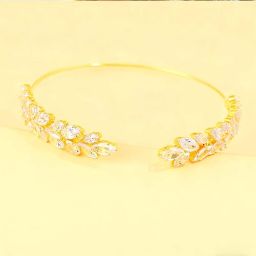 Gold Rhinestone Arm Cuff Bracelet for Women Adjustable Sparkly Upper Arm Cuff Wedding Party Jewelry - color: A2:gold arm cuff