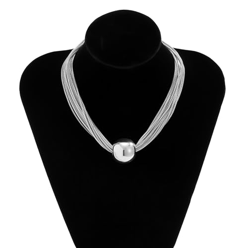 Chunky Chain Necklaces Women Statement Collar Necklace Gold Flat Snake Chain Choker Ribbed Design for Party, Dress Jewelry Gifts - color: B2:Silver Necklace