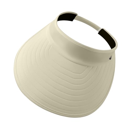 WANDER Sun Visor Hats for Women Wide Brim UV Protection Adjustable Large Golf Beach Cap Packable Travel Sport Visor - color: Light Khaki