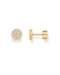 PAVOI 14K Gold Plated Dainty Flat Back Earrings for Women - Hypoallergenic Sterling Silver Posts Helix Cartilage Piercing Jewelry - Emoji Motif Bow Celestial Flatback Gold Stud Earrings Screw Back - style: Smiley