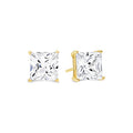 KEZEF Sterling Silver Stud Earrings for Women & Men - 4-Prong Setting Cubic Zirconia Earrings Studs - Premium CZ S925 Hypoallergenic - Available in 14K White and Yellow Gold, Rose Gold - 3mm to 9mm - color: 14K Yellow Gold, size: 8mm - Bold