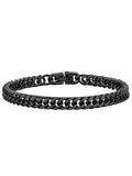 ChainsHouse Stainless Steel Cuban Link Bracelet, 8mm/12mm/17mm Width, 7.5"/8.3"/9", 18K Gold Plated Chain Wrist Bracelets for Men Women, Send Gift Box - color: H: Black-6mm width