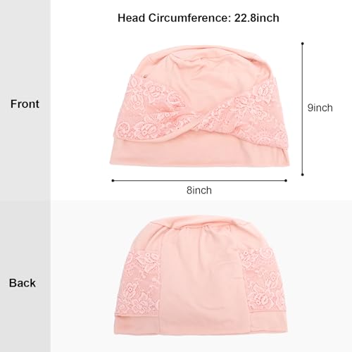 Women Knot Slouchy Beanie Chemo Hat Twist Stretch Cancer Head Wraps Sleep Head Scarf - color: Pink