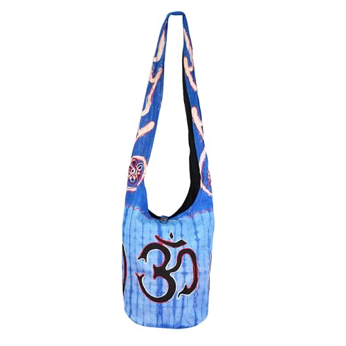 Mandala Crafts Hippie Bag, Large Boho Hobo Purse for Women, Crossbody Shoulder Sling Bags for Indie Style Bohemian Accessory - style: Royal Blue Om