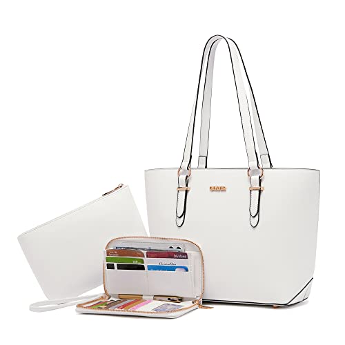 Purses And Wallets Set For Women Work Tote Satchel Handbags Shoulder Bag Top Handle Totes Purse With Matching Wallet - color: A01-3pcs/Set White