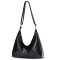 Brown Shoulder Bag for Women,Brown Leather Purse Slouchy Hobo Bags Everyday Purse Daily Commuting Bag with Zipper - color: Black