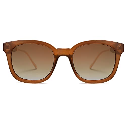 SOJOS Classic Square Polarized Sunglasses Womens Mens Retro Trendy UV400 Sunnies SJ2050 - color: Dark Brown/Brown