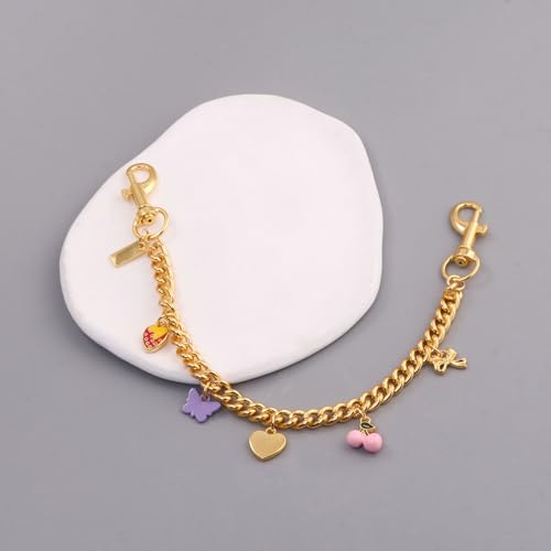 Bag Purse Charms Chain for Handbags Women's Pants Wallet Gold Link Bag Chain Keychain Y2K Accessories - color: Heart Butterfly