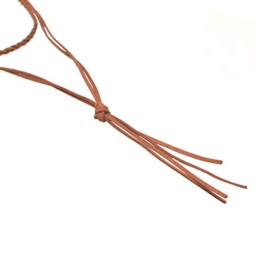 Doubnine Choker Multilayer Y Lariat Necklace Suede Braided Boho Jewelry for Women (brown)
