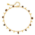 Yumikoo 18k Gold Plated Anklet Ankle Bracelets for Women - style: Brown Crystal Stone