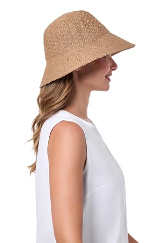 Women's Cloche Hat - UPF 50+ Sun Protection - Marina - color: Tan